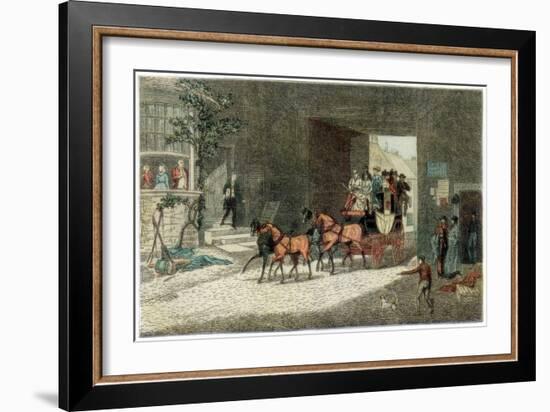 Coach Arriving in the Yard of an Inn, 1890-James Pollard-Framed Giclee Print