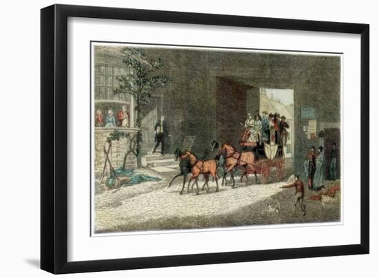 Coach Arriving in the Yard of an Inn, 1890-James Pollard-Framed Giclee Print