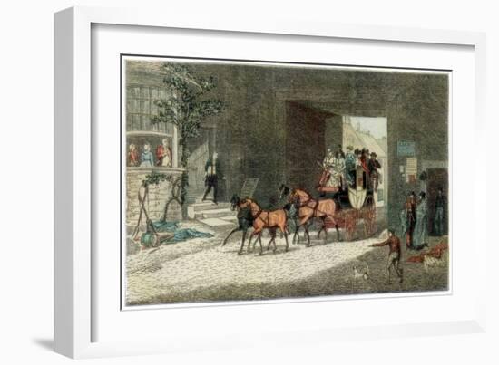 Coach Arriving in the Yard of an Inn, 1890-James Pollard-Framed Giclee Print