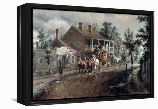 Coach Coming Around the Bend-Edward Lamson Henry-Framed Premier Image Canvas