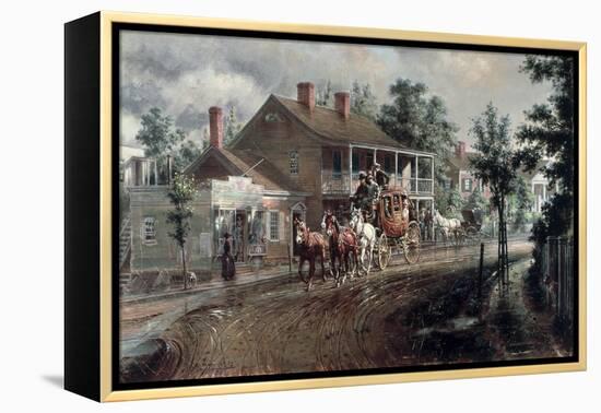 Coach Coming Around the Bend-Edward Lamson Henry-Framed Premier Image Canvas