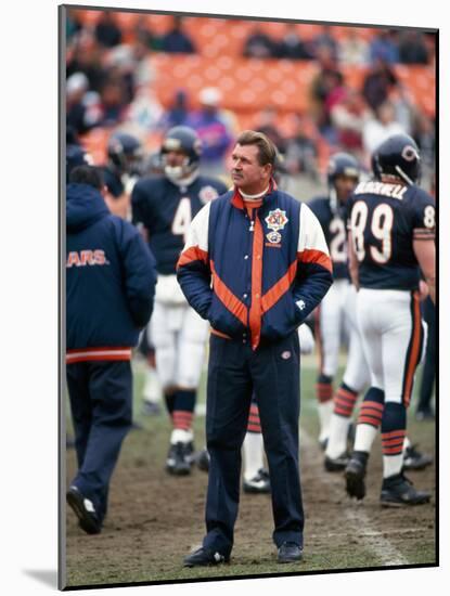 Coach Ditka standing in a stadium, Soldier Field, Lake Shore Drive, Chicago, Cook County, Illino...-null-Mounted Photographic Print