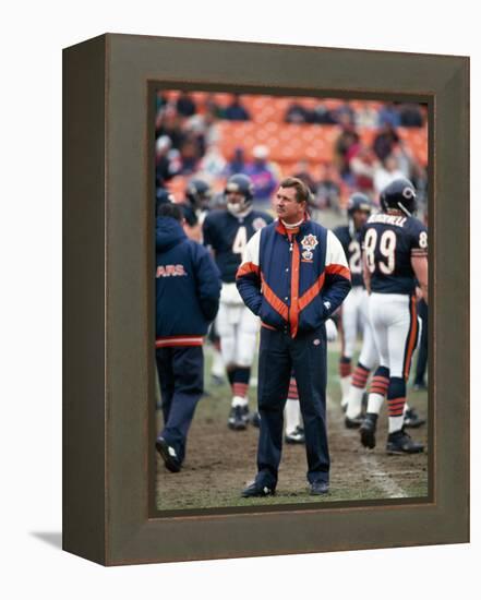 Coach Ditka standing in a stadium, Soldier Field, Lake Shore Drive, Chicago, Cook County, Illino...-null-Framed Premier Image Canvas