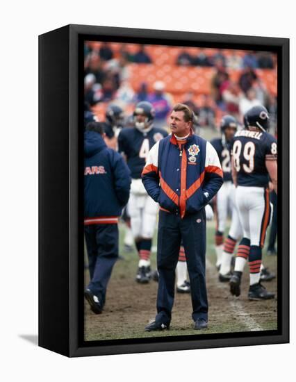 Coach Ditka standing in a stadium, Soldier Field, Lake Shore Drive, Chicago, Cook County, Illino...-null-Framed Premier Image Canvas