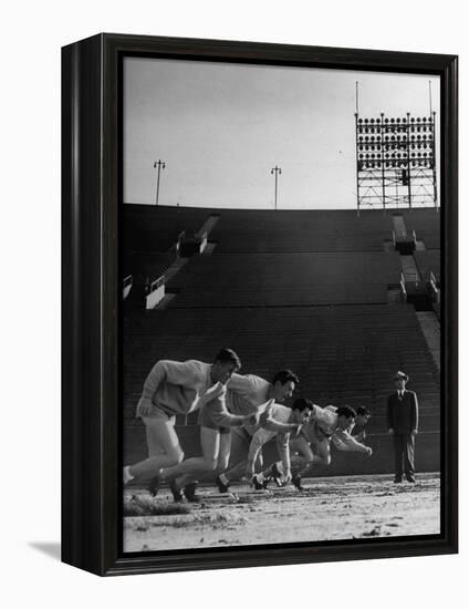 Coach Jess Hill, Leading the Track Team's Practice-John Florea-Framed Premier Image Canvas