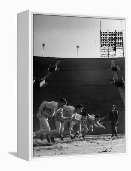 Coach Jess Hill, Leading the Track Team's Practice-John Florea-Framed Premier Image Canvas