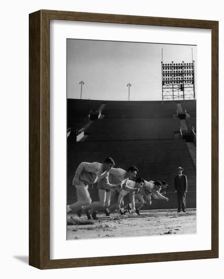 Coach Jess Hill, Leading the Track Team's Practice-John Florea-Framed Photographic Print