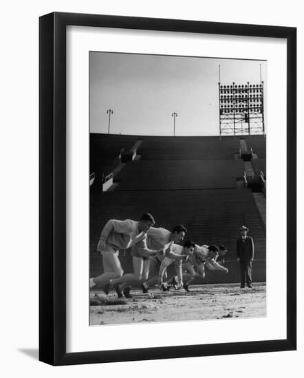 Coach Jess Hill, Leading the Track Team's Practice-John Florea-Framed Photographic Print