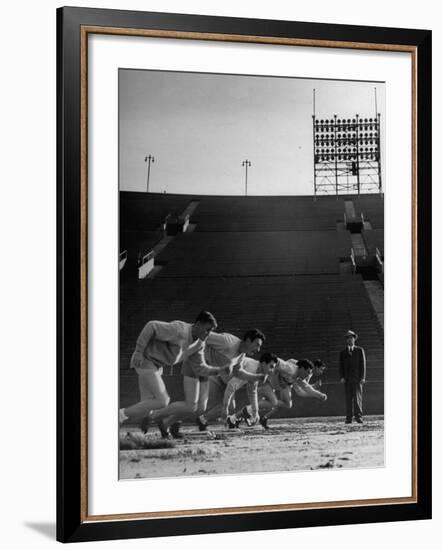 Coach Jess Hill, Leading the Track Team's Practice-John Florea-Framed Photographic Print