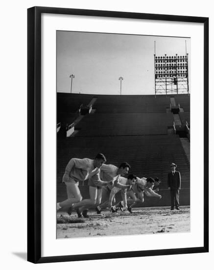 Coach Jess Hill, Leading the Track Team's Practice-John Florea-Framed Photographic Print