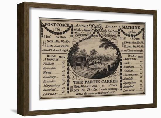 Coach, Norwich to London, Trade Card-null-Framed Giclee Print