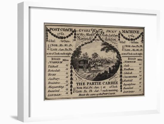 Coach, Norwich to London, Trade Card-null-Framed Giclee Print