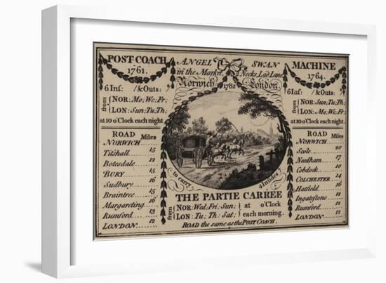 Coach, Norwich to London, Trade Card-null-Framed Giclee Print