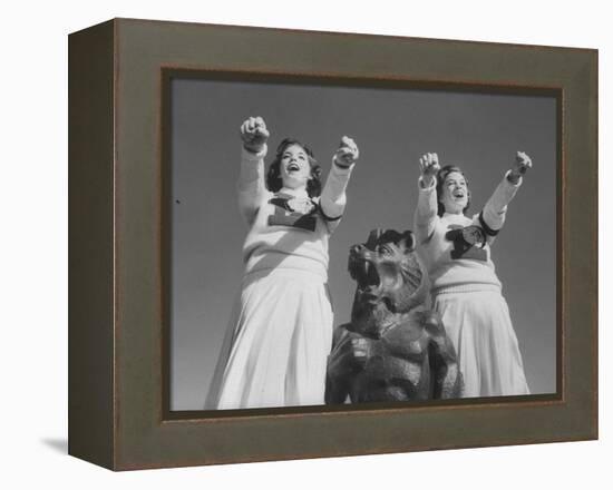Coach of Lawrence High School Cheerleaders During Football Game-Francis Miller-Framed Premier Image Canvas