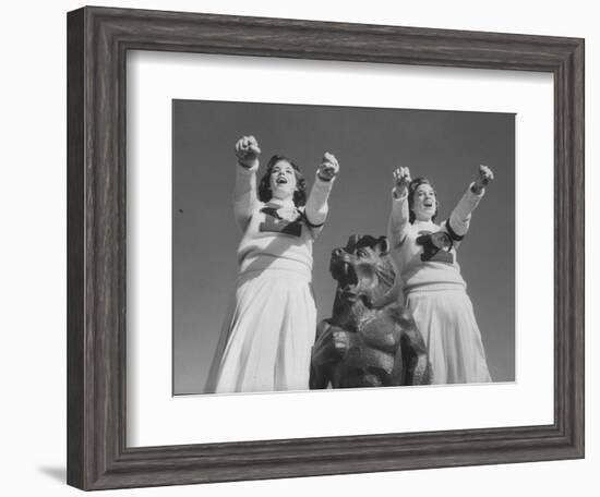 Coach of Lawrence High School Cheerleaders During Football Game-Francis Miller-Framed Photographic Print