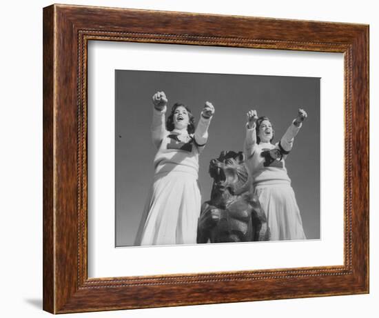 Coach of Lawrence High School Cheerleaders During Football Game-Francis Miller-Framed Photographic Print