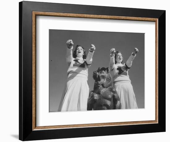 Coach of Lawrence High School Cheerleaders During Football Game-Francis Miller-Framed Photographic Print