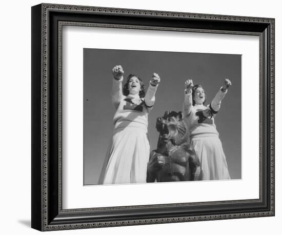 Coach of Lawrence High School Cheerleaders During Football Game-Francis Miller-Framed Photographic Print