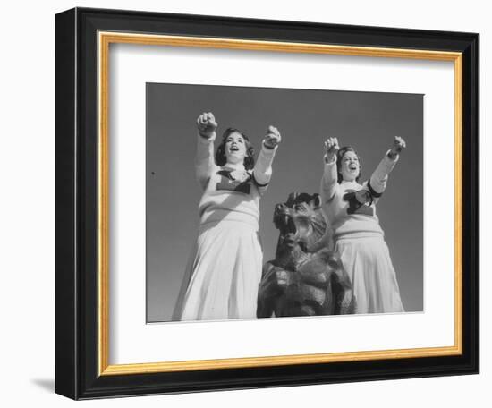 Coach of Lawrence High School Cheerleaders During Football Game-Francis Miller-Framed Photographic Print