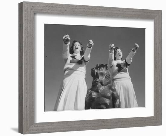 Coach of Lawrence High School Cheerleaders During Football Game-Francis Miller-Framed Photographic Print