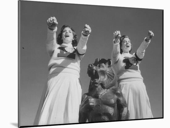 Coach of Lawrence High School Cheerleaders During Football Game-Francis Miller-Mounted Photographic Print