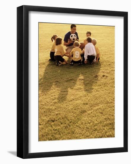 Coach with Youth Soccer Players-null-Framed Photographic Print