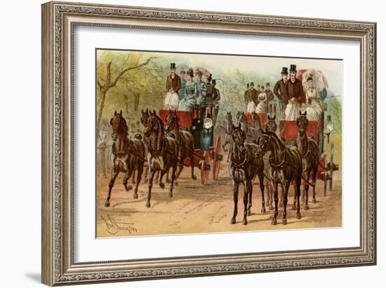 Coaches and Horse Teams of Upperclass Londoners, 1880s-null-Framed Giclee Print