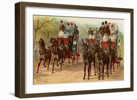 Coaches and Horse Teams of Upperclass Londoners, 1880s-null-Framed Giclee Print