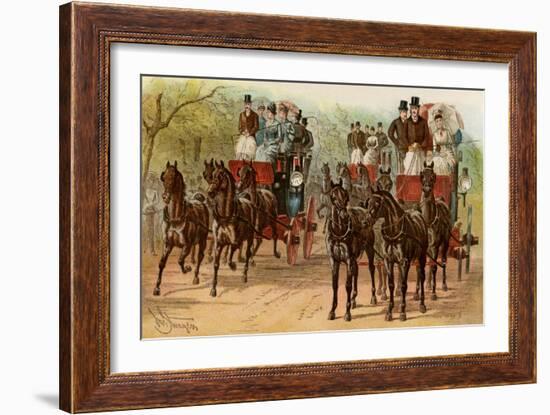 Coaches and Horse Teams of Upperclass Londoners, 1880s-null-Framed Giclee Print