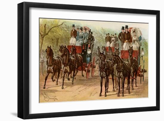 Coaches and Horse Teams of Upperclass Londoners, 1880s-null-Framed Giclee Print