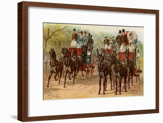 Coaches and Horse Teams of Upperclass Londoners, 1880s-null-Framed Giclee Print