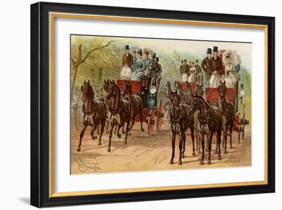 Coaches and Horse Teams of Upperclass Londoners, 1880s-null-Framed Giclee Print