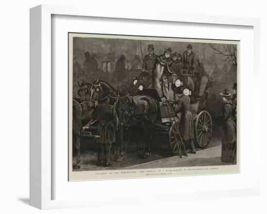 Coaching in the Winter-Time, the Arrival of a Four-In-Hand in Northumberland Avenue-Arthur Hopkins-Framed Giclee Print