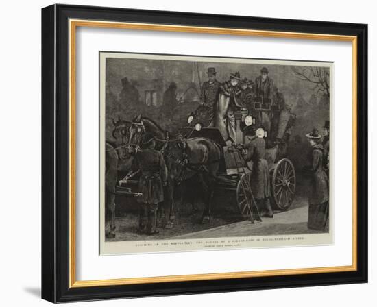 Coaching in the Winter-Time, the Arrival of a Four-In-Hand in Northumberland Avenue-Arthur Hopkins-Framed Giclee Print