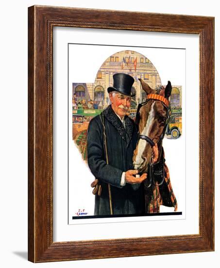 "Coachman and Horse,"November 29, 1930-J.F. Kernan-Framed Giclee Print