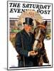 "Coachman and Horse," Saturday Evening Post Cover, November 29, 1930-J.F. Kernan-Mounted Giclee Print