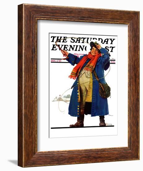 "Coachman with Whip" Saturday Evening Post Cover, December 7,1929-Norman Rockwell-Framed Giclee Print