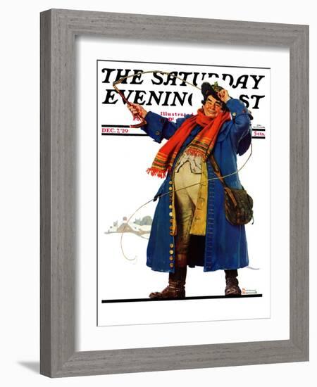 "Coachman with Whip" Saturday Evening Post Cover, December 7,1929-Norman Rockwell-Framed Giclee Print