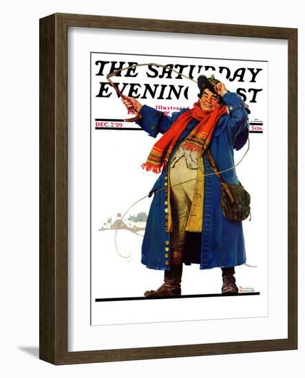 "Coachman with Whip" Saturday Evening Post Cover, December 7,1929-Norman Rockwell-Framed Giclee Print