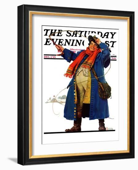 "Coachman with Whip" Saturday Evening Post Cover, December 7,1929-Norman Rockwell-Framed Giclee Print