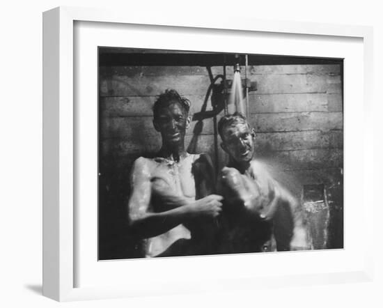 Coal-Blakened Rescue Miners Showering after Mine Disaster-Carl Mydans-Framed Photographic Print
