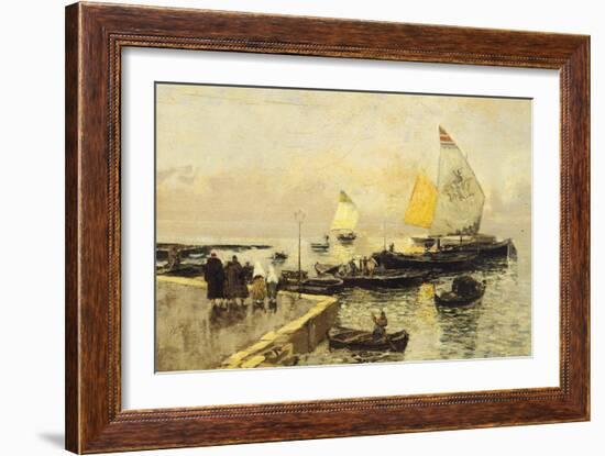 Coal Boats in Chioggia-Mose Bianchi-Framed Giclee Print
