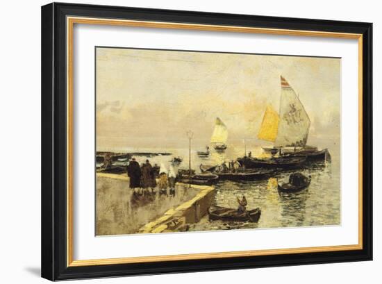 Coal Boats in Chioggia-Mose Bianchi-Framed Giclee Print