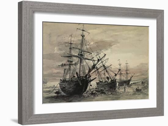 Coal Brigs on Brighton Beach, C.1824-John Constable-Framed Giclee Print