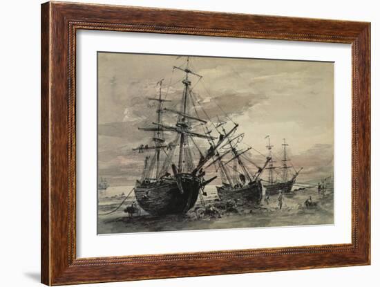 Coal Brigs on Brighton Beach, C.1824-John Constable-Framed Giclee Print