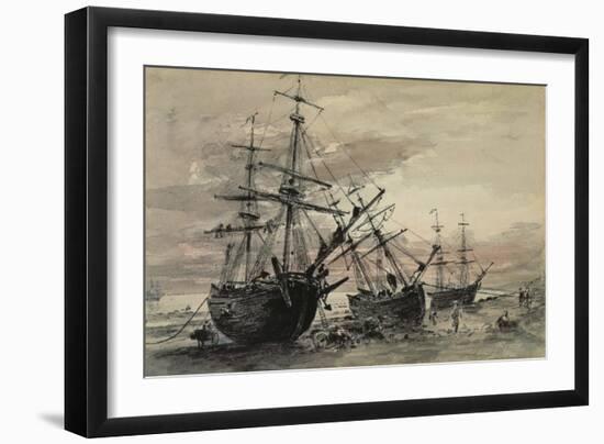 Coal Brigs on Brighton Beach, C.1824-John Constable-Framed Giclee Print