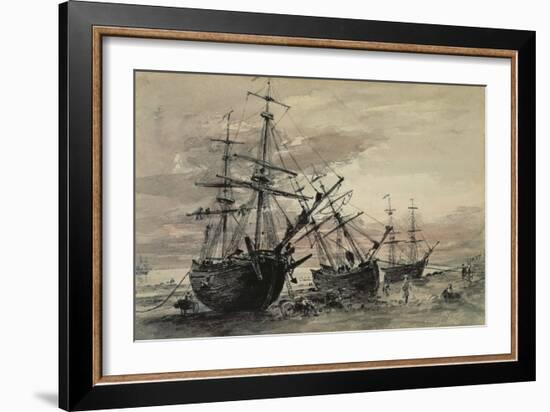 Coal Brigs on Brighton Beach, C.1824-John Constable-Framed Giclee Print