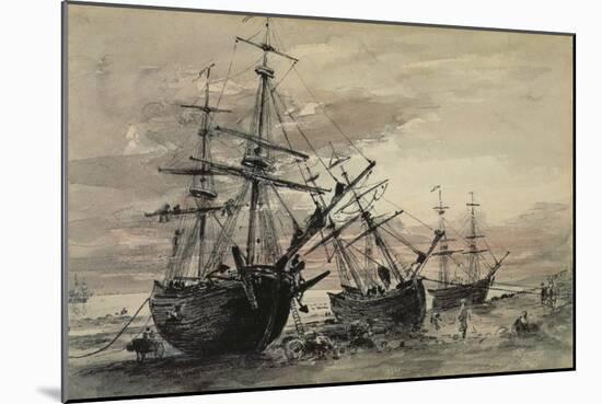 Coal Brigs on Brighton Beach, C.1824-John Constable-Mounted Giclee Print