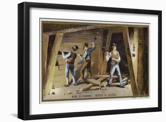 Coal Mine. Putting in Timber Pit Props in a Gallery-null-Framed Giclee Print