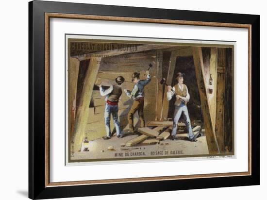 Coal Mine. Putting in Timber Pit Props in a Gallery-null-Framed Giclee Print